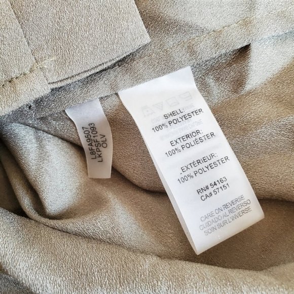 KARL LAGERFELD Bell Sleeve Ruffle Olive Green Pearl Button Top XS - Picture 7 of 8